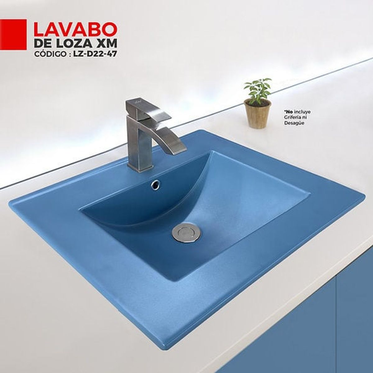 XM - LAVABO DE LOZA CUADRADO CELESTE LZ-D22-47
