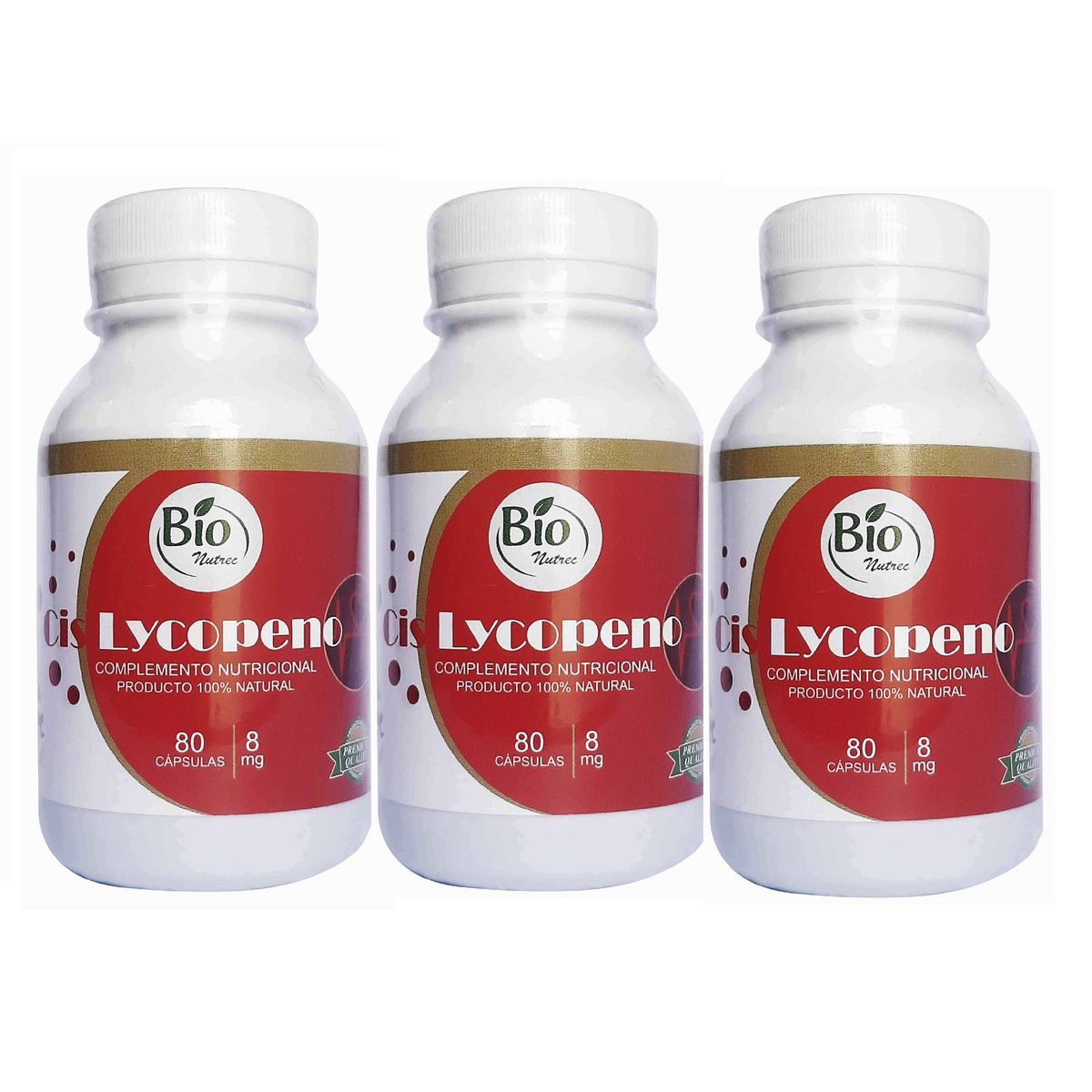 BIONUTREC - 03 FRASCOS DE LICOPENO ANTIOXIDANTE X 80 CAPSULAS C/U - Bionutrec