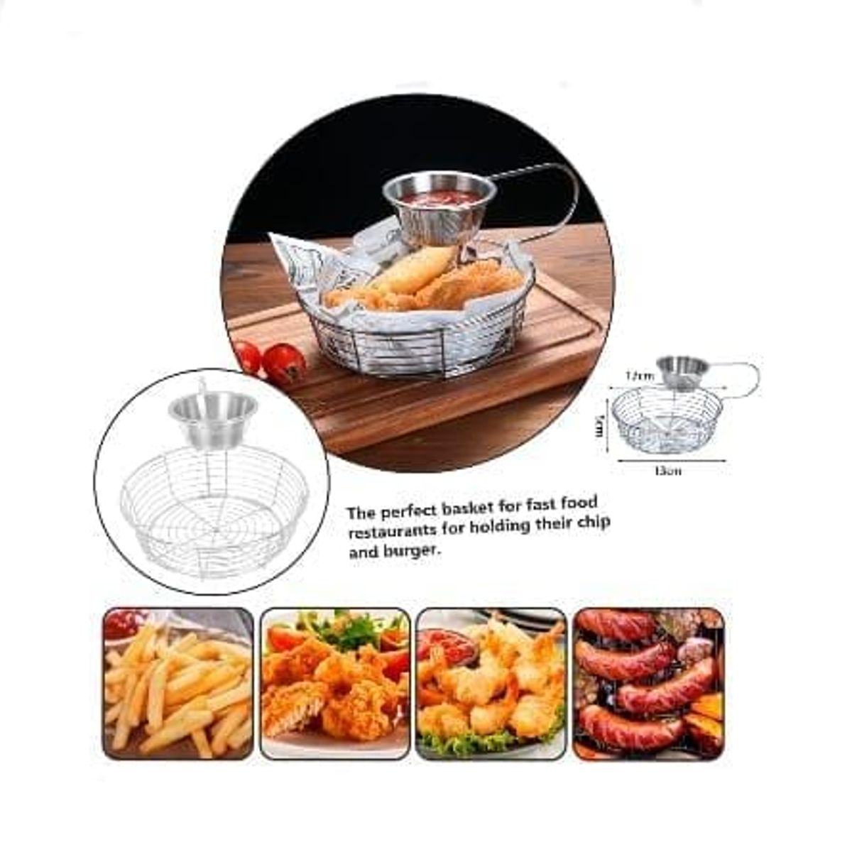 GENERICO - 1 Cesta con Cremera para Mesa Restaurants Hambueguesas