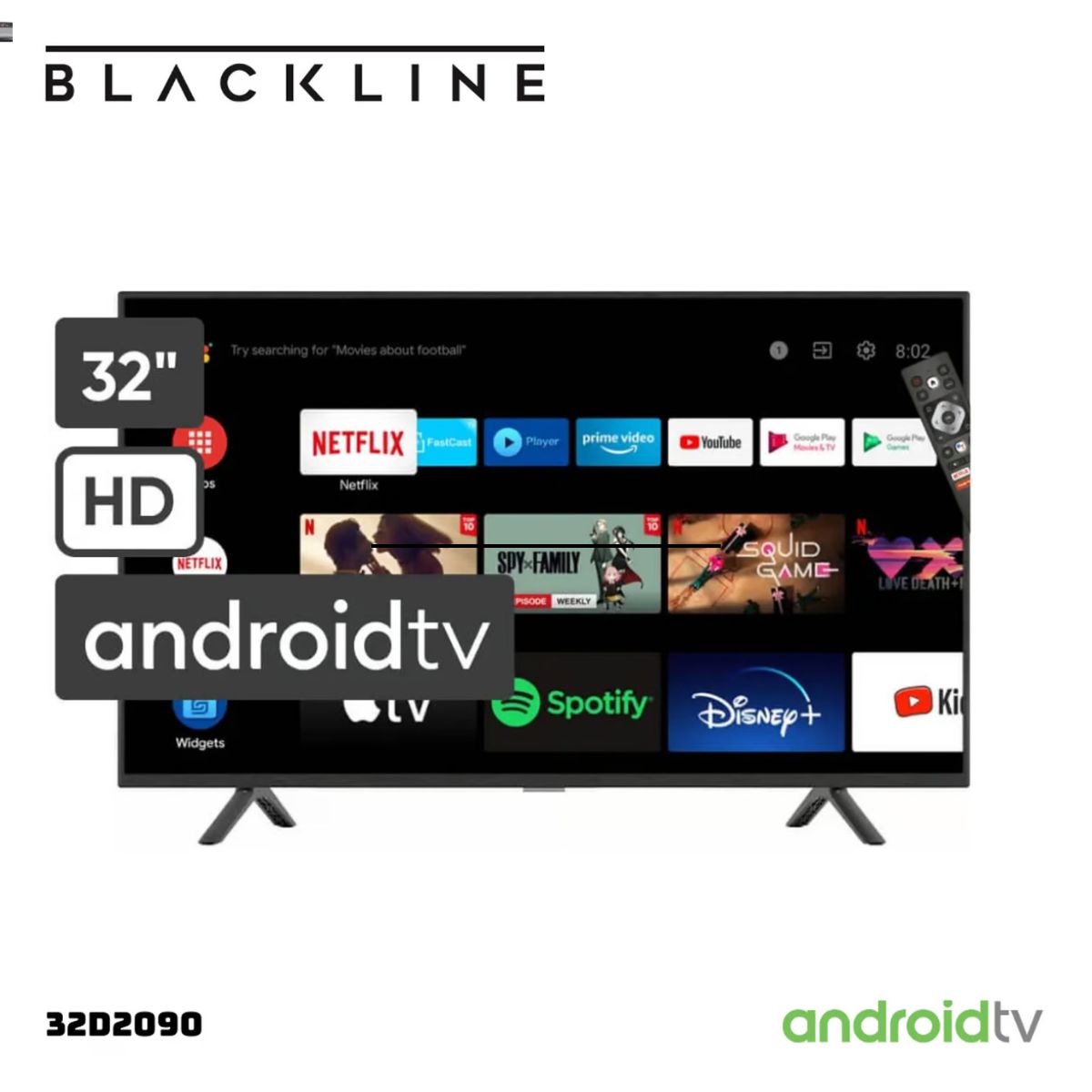 BLACKLINE - TELEVISOR BLACKLINE 32 SMART TV ANDROID TV HD LED - 32D2090