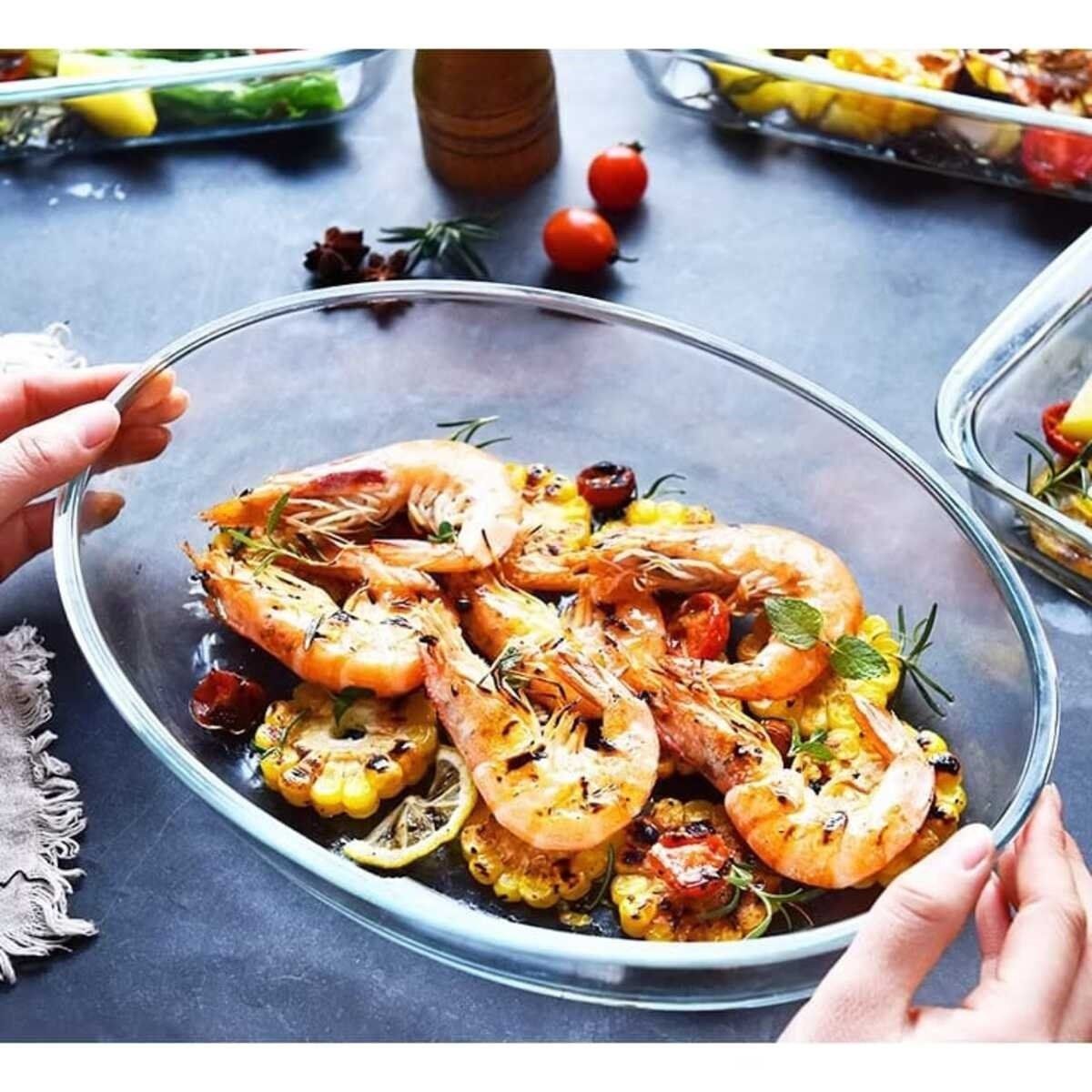 MARINEX - Fuente Ovalada de Vidrio Temperado para Horno