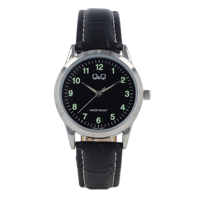 Q&Q - RELOJ MUJER CUERO NEGRO PLATEADO MARCA QQ - MD5