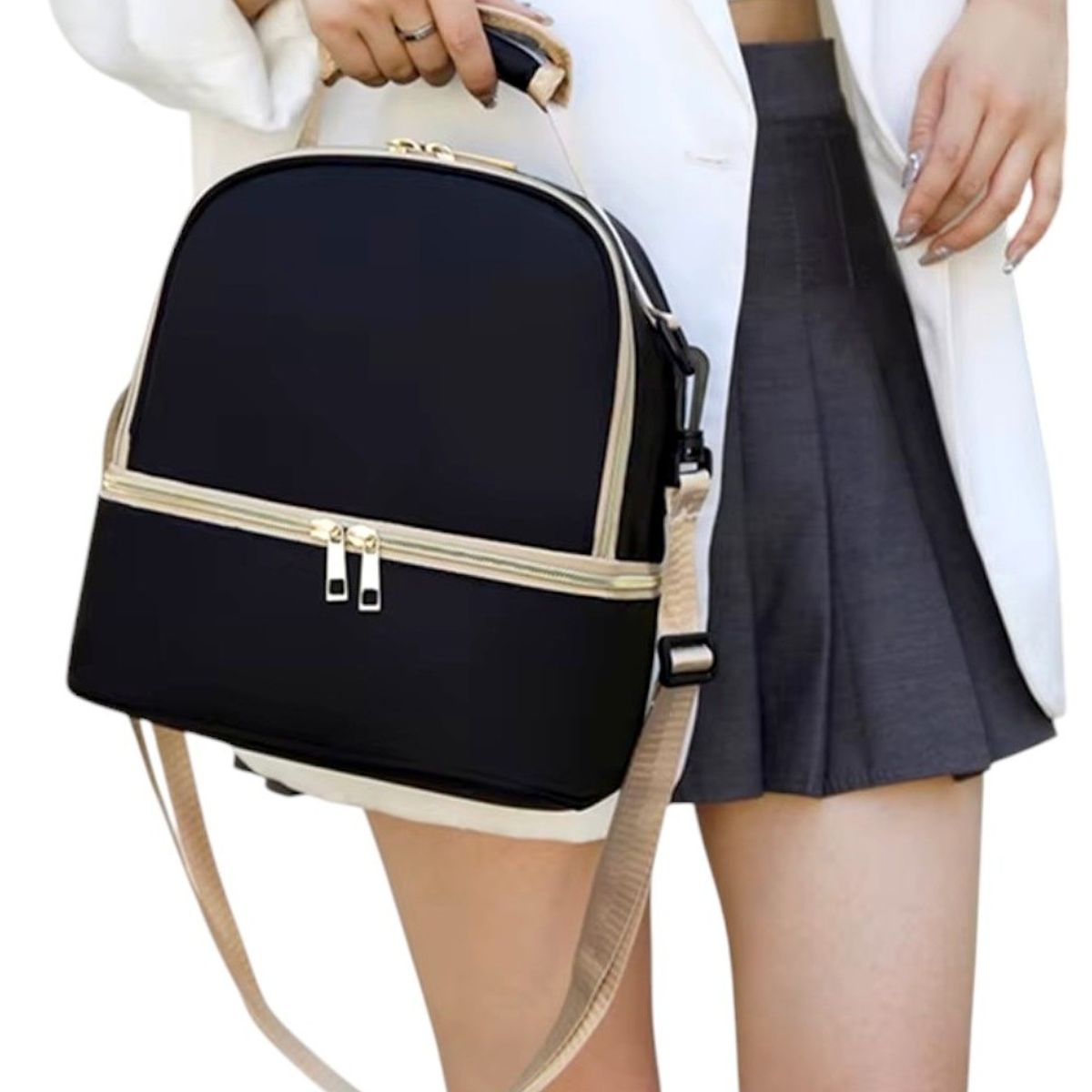 GENERICO - Lonchera térmica doble compartimento color negro