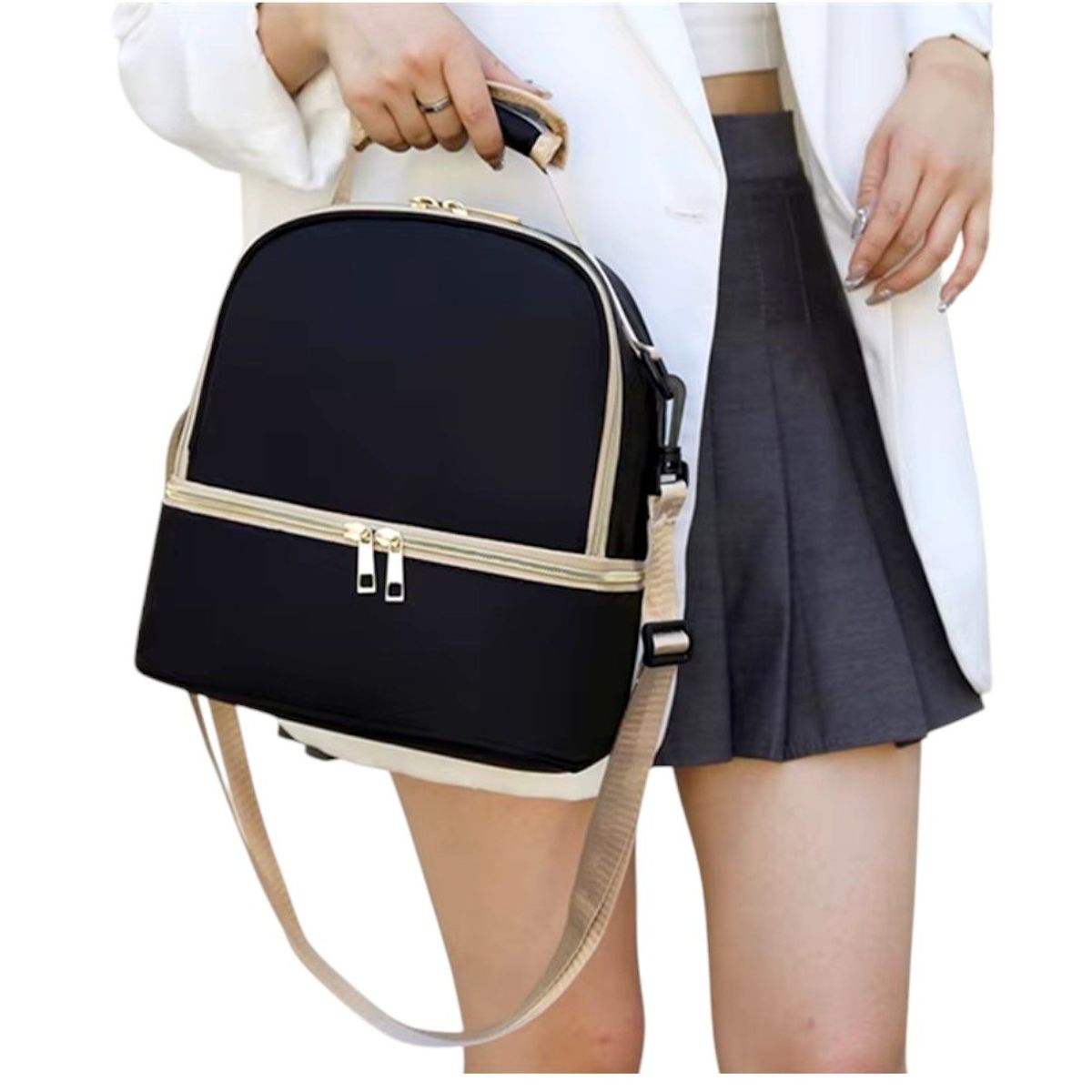 GENERICO - Lonchera térmica doble compartimento color negro