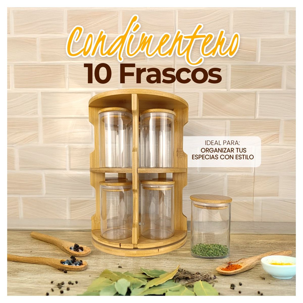 STONE - Condimentero Aesthetic De 10 Pomos Deco Stone