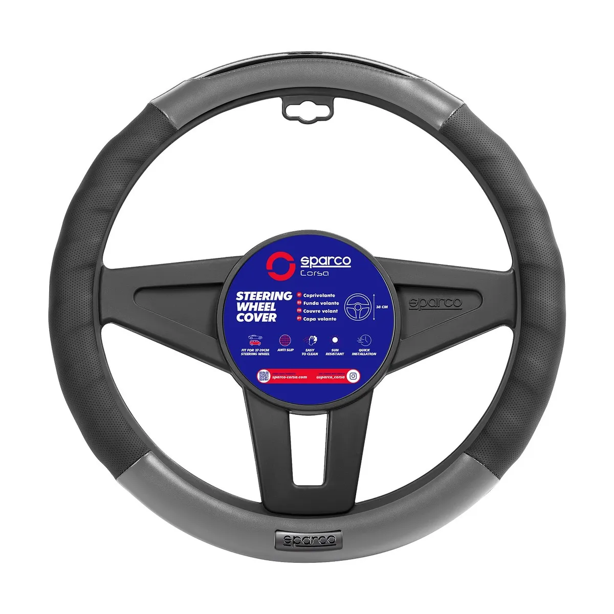 SPARCO - Forro De Timón Sparco Premium Negro 37-38Cm