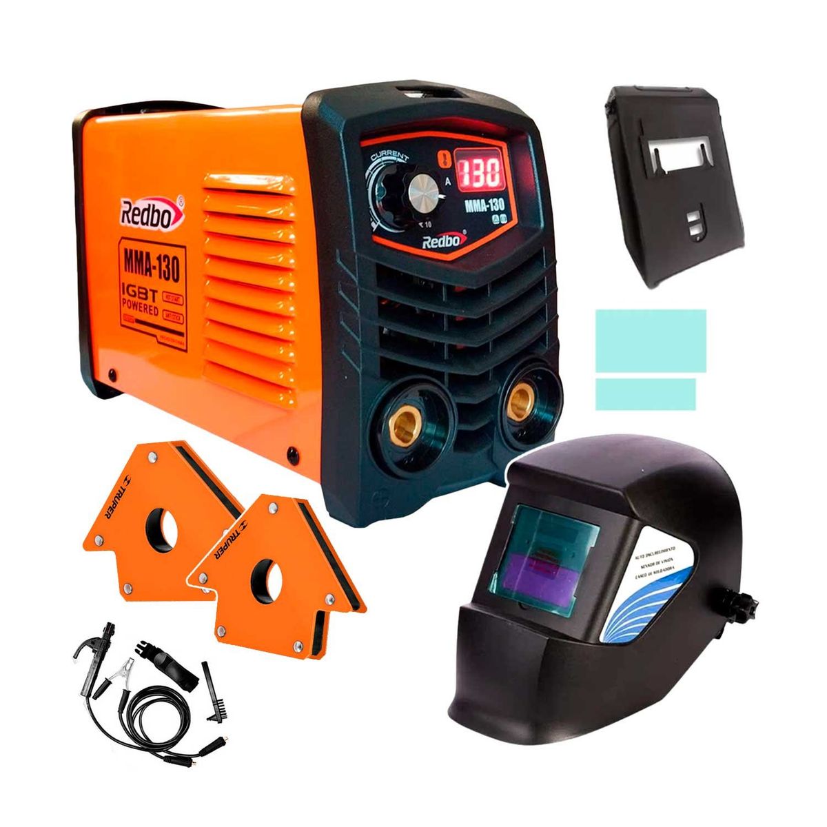 REDBO - SOLDADORA INVERSORA REDBO + CARETA FOTOSENSIBLE + 2 ESCUADRAS