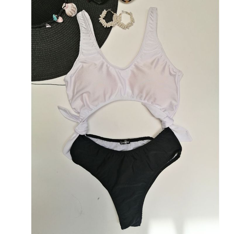 GENERICO - Ropa de baño Vintage -  Blanco con Negro