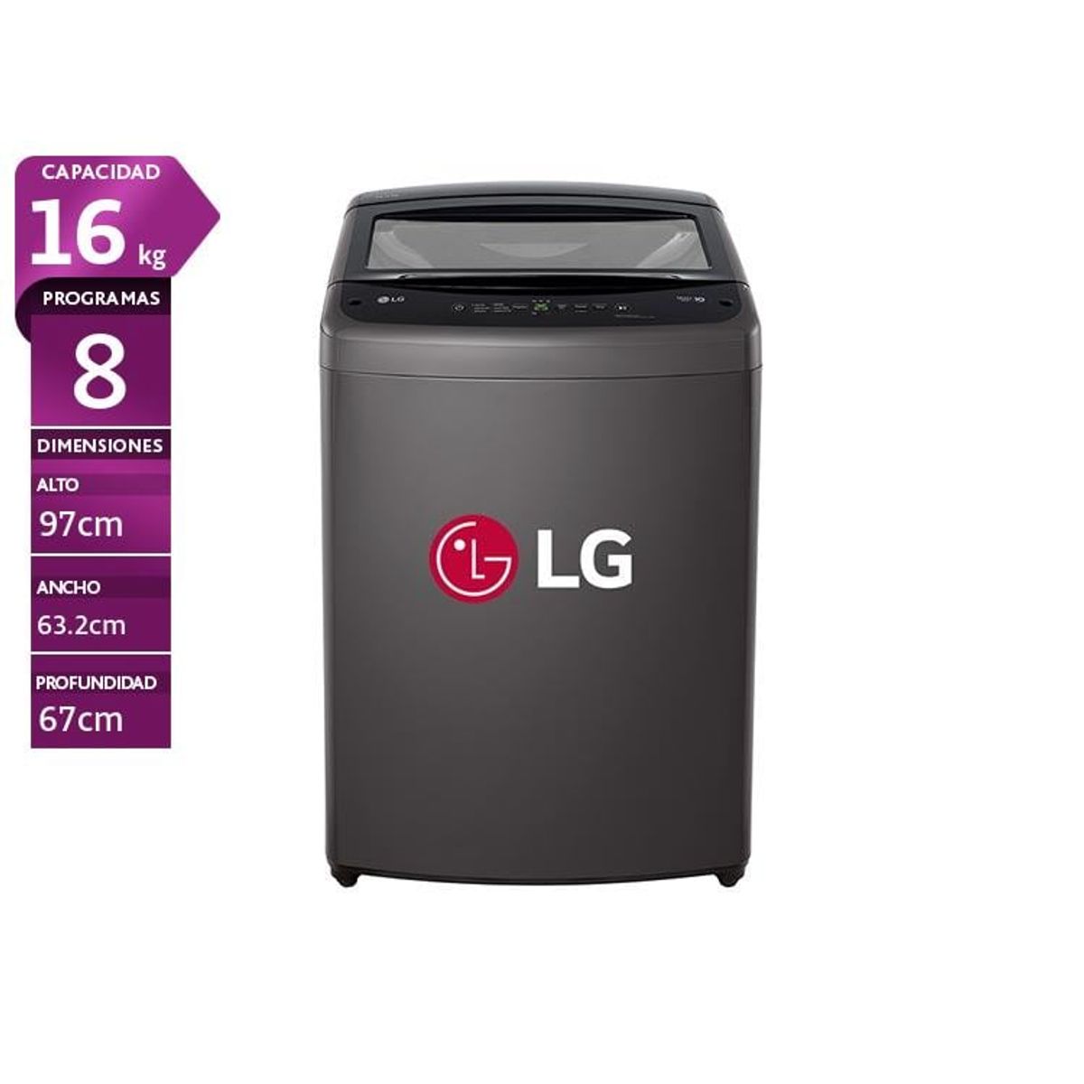 LG - Lavadora LG 16 Kilos Carga Superior Negro Claro WT16BVTB (2024)