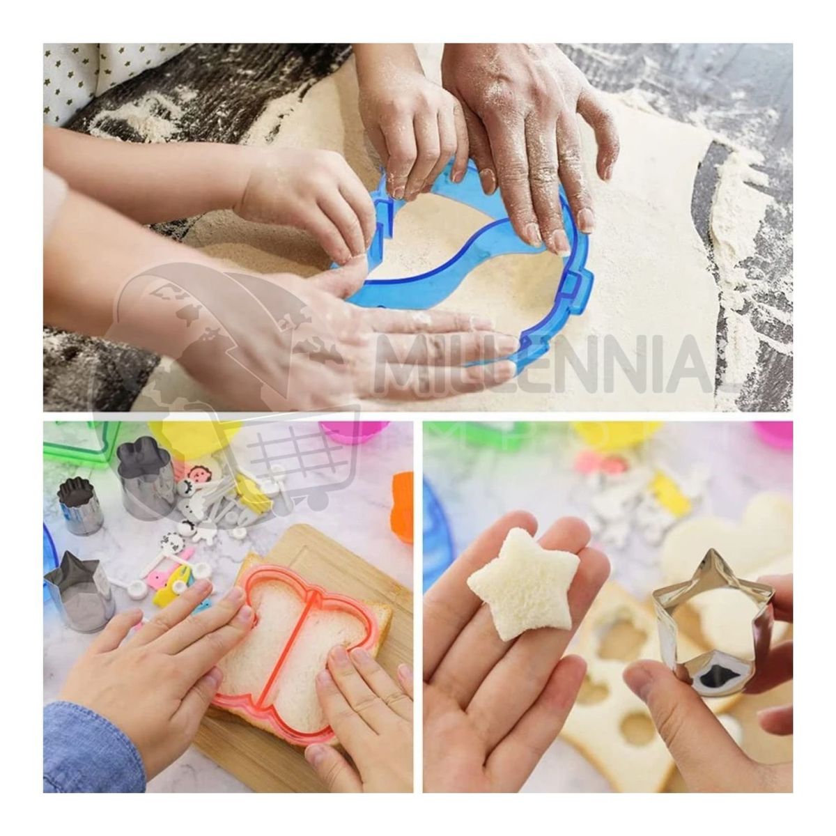 GENERICO - Set de Moldes Cortadores y MiniTenedores para Loncheras 32 piezas