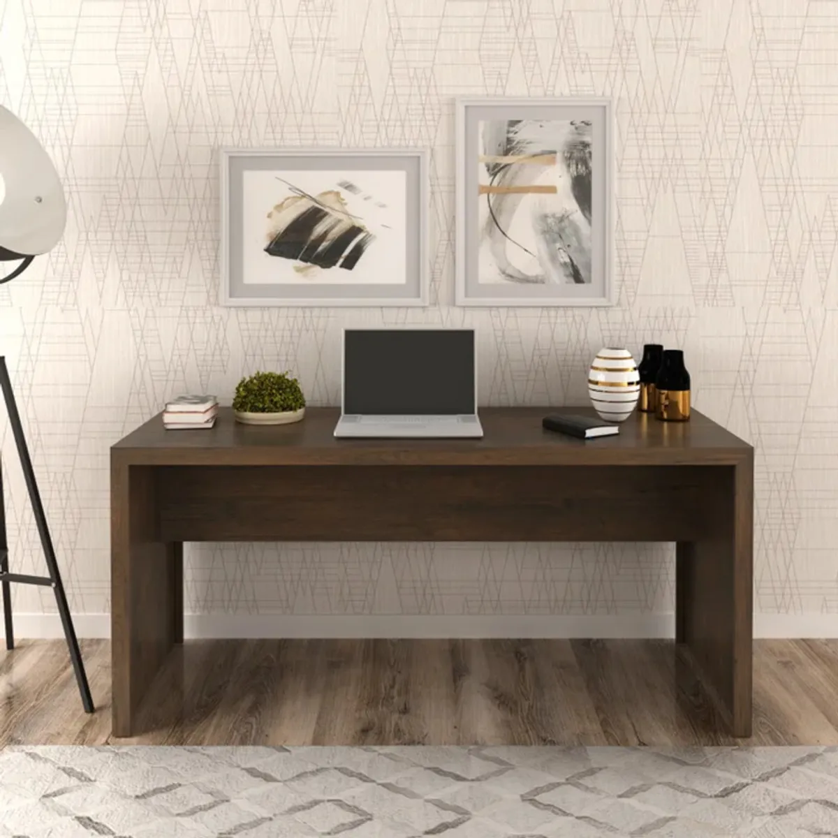 GENERICO - Escritorio Moderno Hinoa Marrón Oscuro R&R MUEBLES