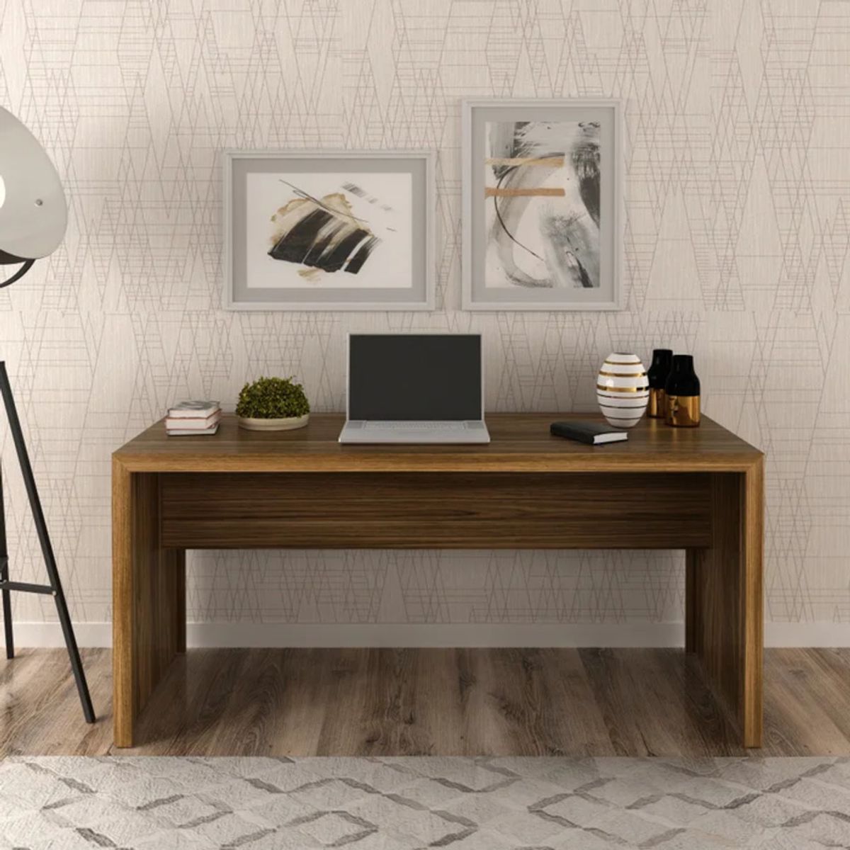 R&R MUEBLES - Escritorio Moderno Hinoa Marrón Claro R&R MUEBLES