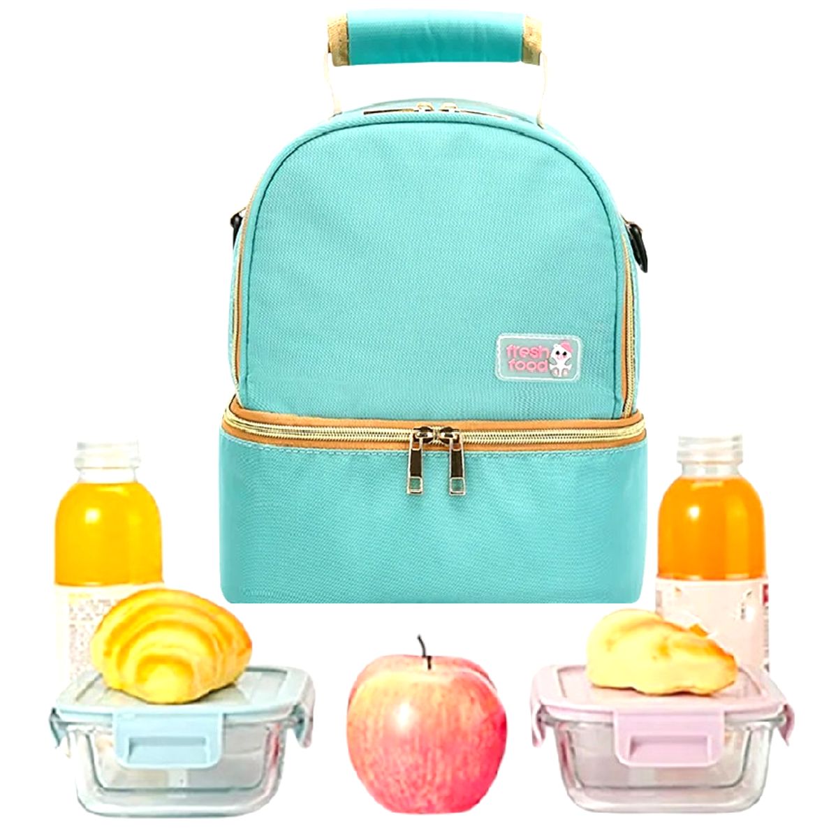 GENERICO - Lonchera térmica doble compartimento color verde