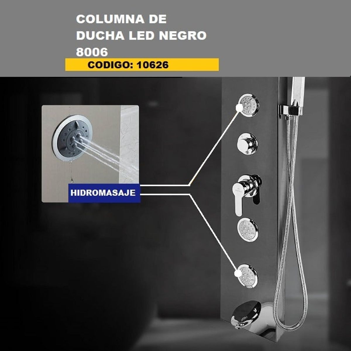 FRATELLI - COLUMNA DE DUCHA LED NEGRO  SK-8006