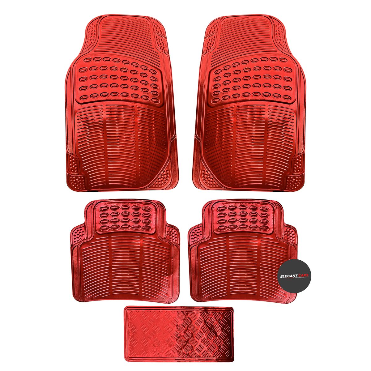 JET - Piso Tapete Elegante Metalico Rojo 5pcs