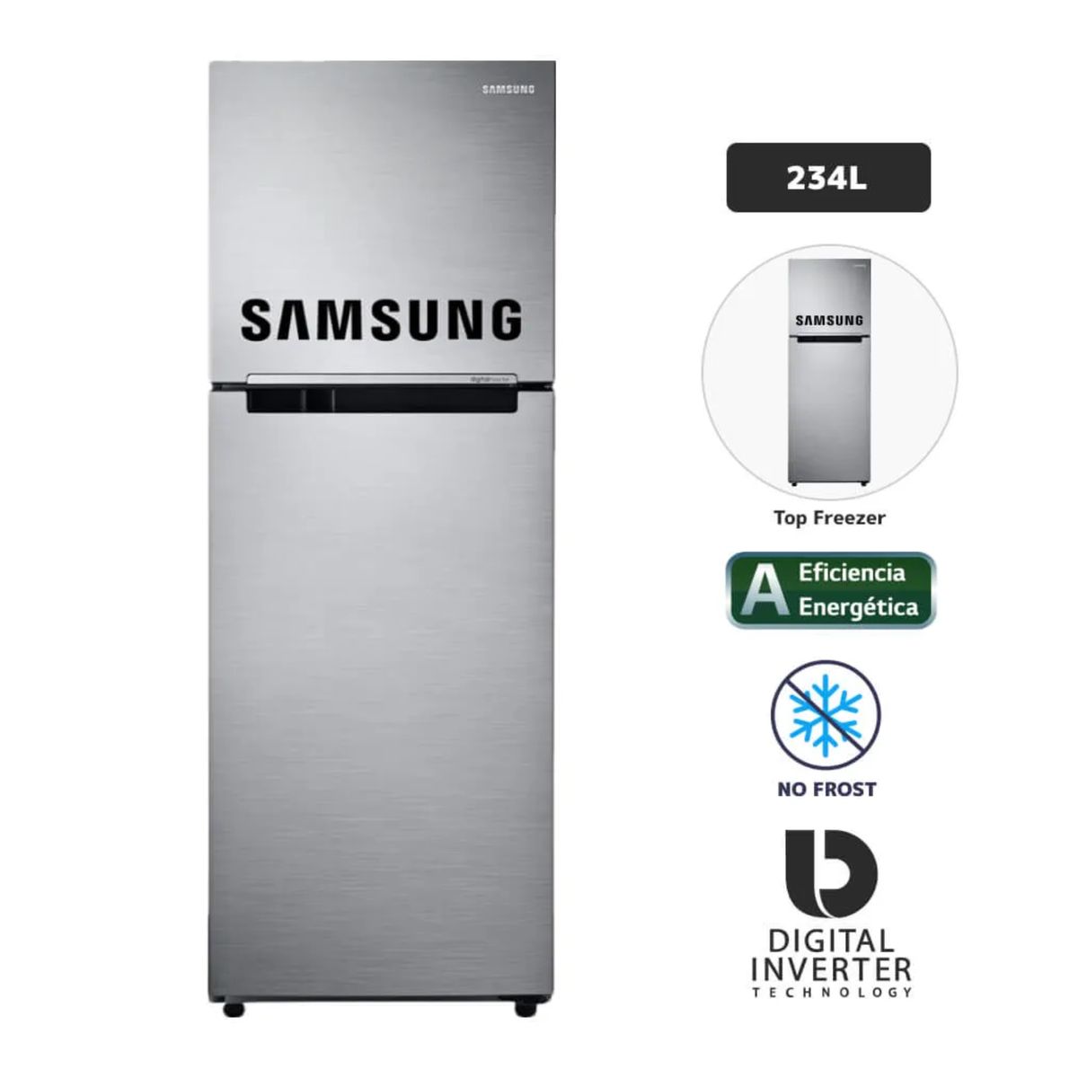 SAMSUNG - REFRIGERADORA SAMSUNG TOP FREEZER 234 LT RT22FARADS8