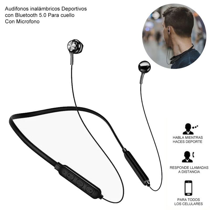 GENERICO - Audífonos Inalámbricos Deportivos con Bluetooth 5.0 AU240011 Negro