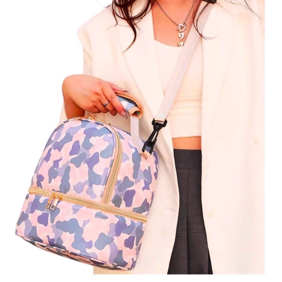 GENERICO - Lonchera térmica doble compartimento color melón diseño ranger