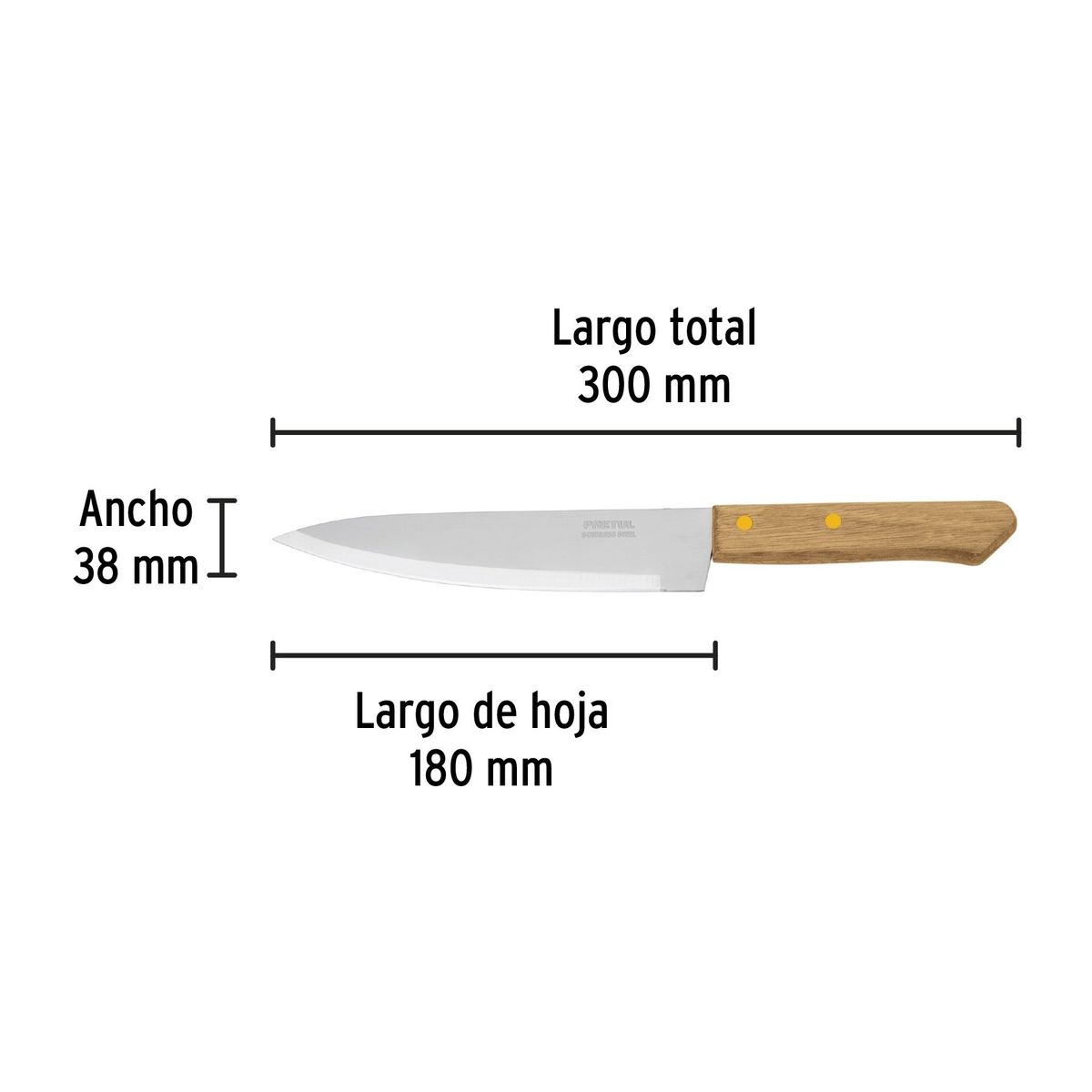 PRETUL - Cuchillo de chef 7 mango de madera Pretul