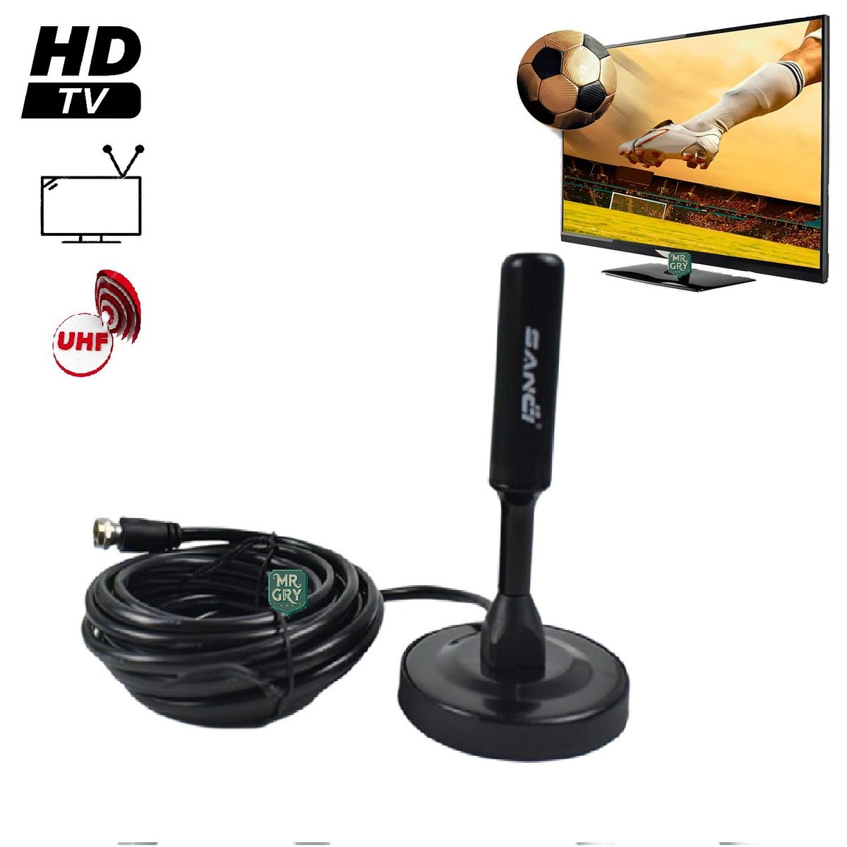 SANC - Antena de Televisión Digital 5 Metros Alta Definición y Recepción UHF