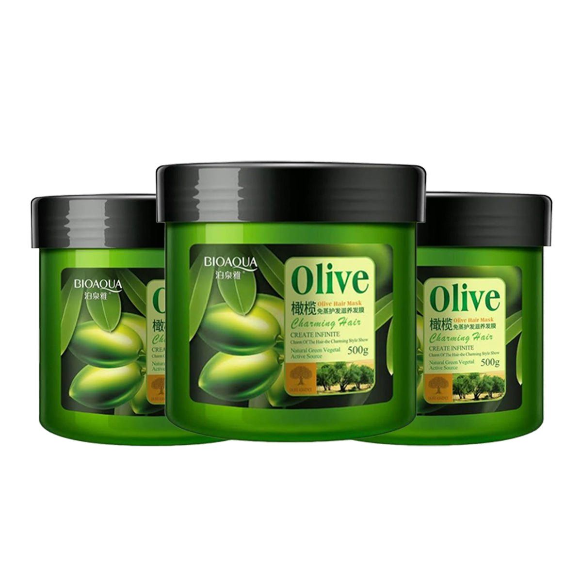 BIOAQUA - Mascarilla de Olivo para el Cabello 500g - Bioaqua 3unid