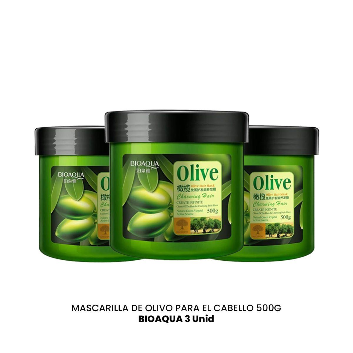 BIOAQUA - Mascarilla de Olivo para el Cabello 500g - Bioaqua 3unid
