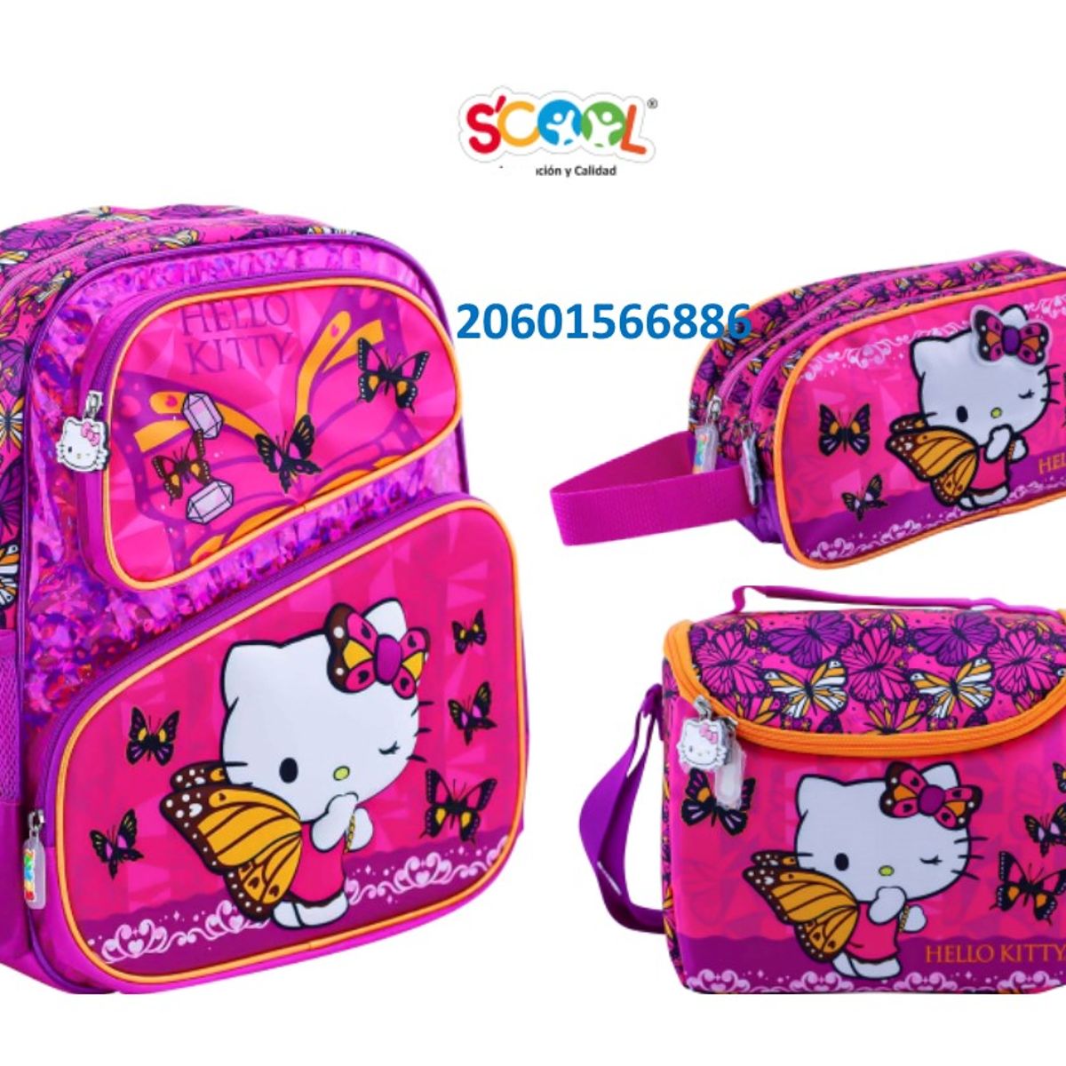 SCOOL - SET MOCHILA SCOOL 3 BOLSILLOS HELLO KITTY