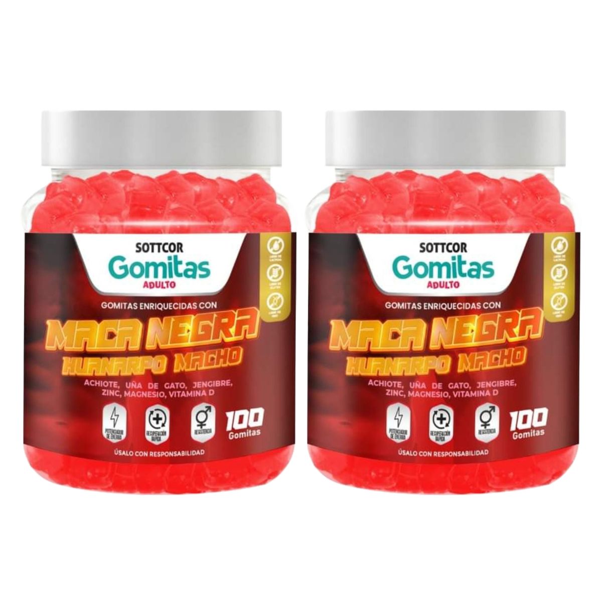 GENERICO - Maca Negra Para Adultos Gomitas Sottcor 100g  x2