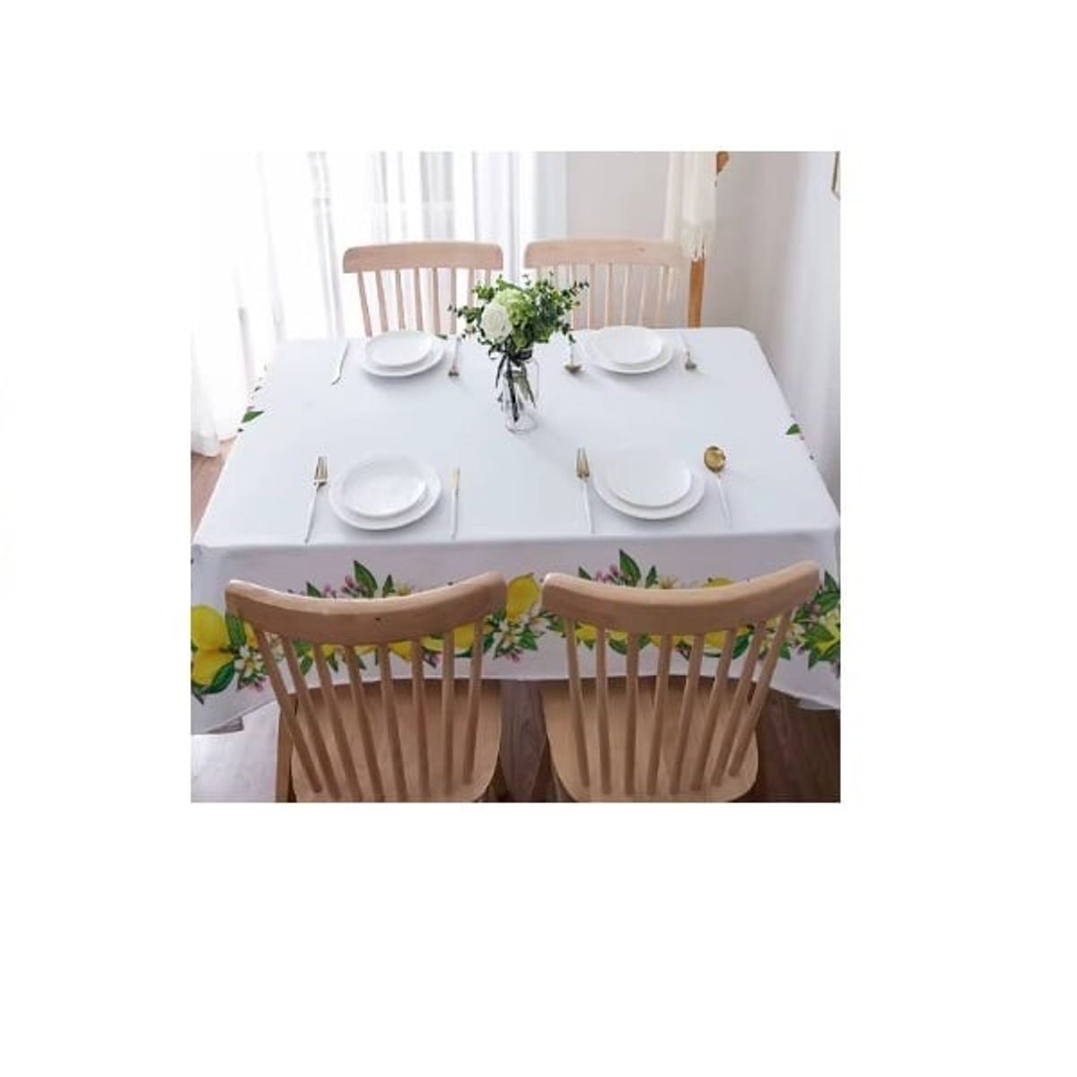 GENERICO - Mantel decorativo rectangular con estampado de limón tendencia redes