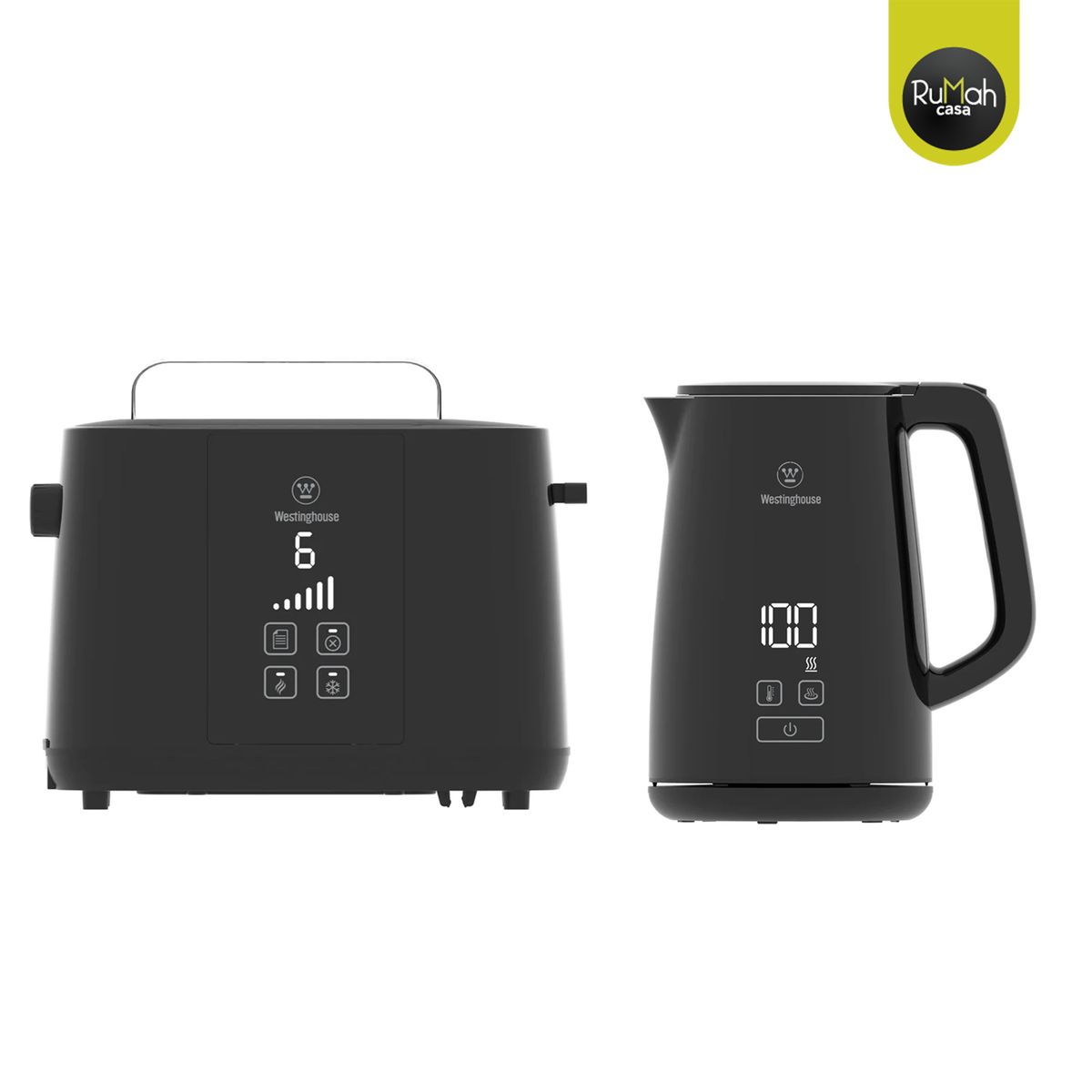 WESTINGHOUSE - Combo Hervidor eléctrico digital 1.7 litros y Tostadora digital WH