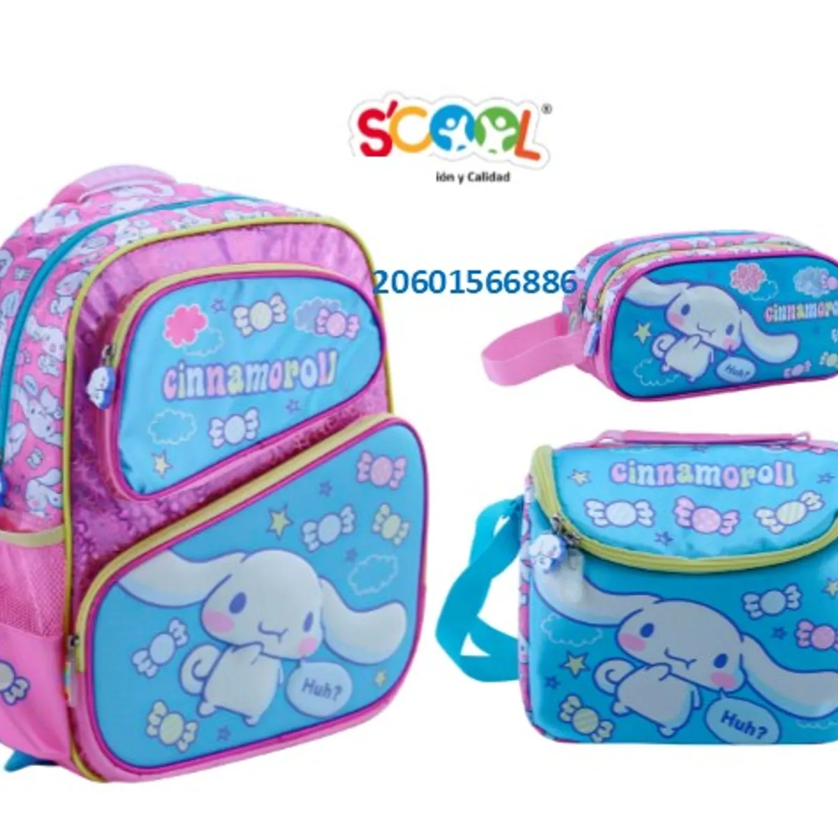 SCOOL - SET MOCHILA SCOOL 3 BOLSILLOS CINNAMOROLL