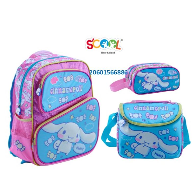 SCOOL - SET MOCHILA SCOOL 3 BOLSILLOS CINNAMOROLL