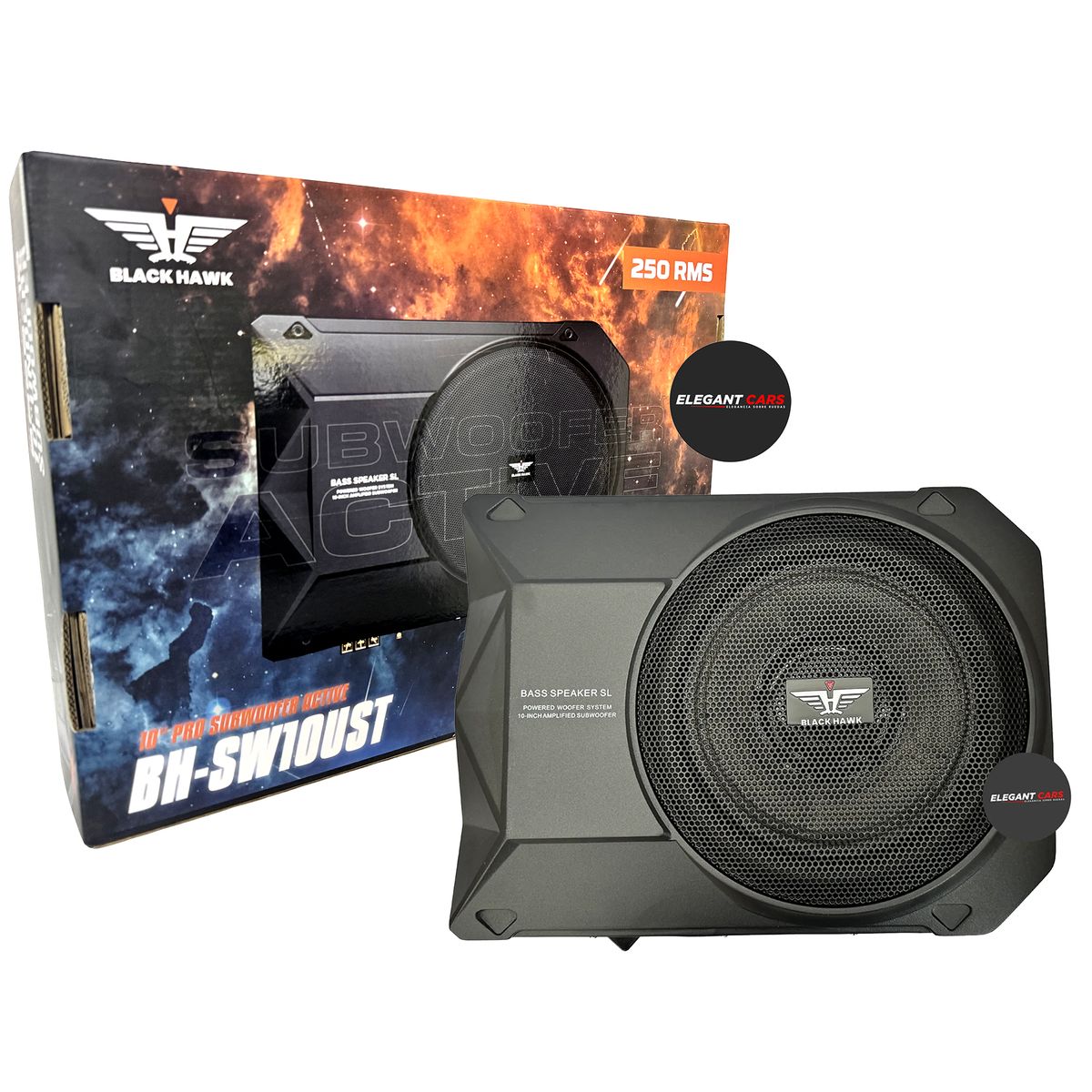 BLACK - Subwoofer Amplificado Black Hawck 800w 10Pulg