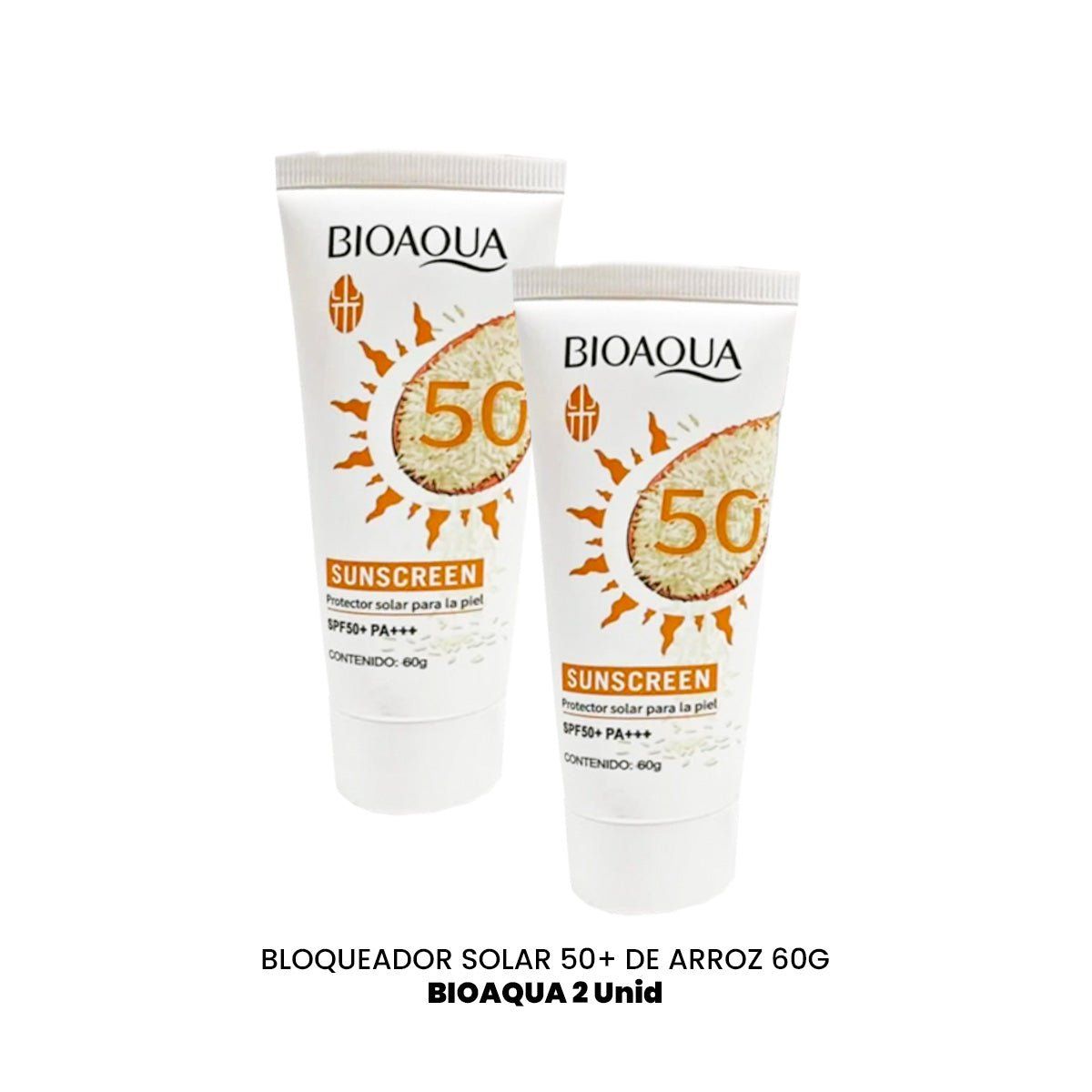 BIOAQUA - Bloqueador Solar 50+ de Arroz 60g - Bioaqua 2und