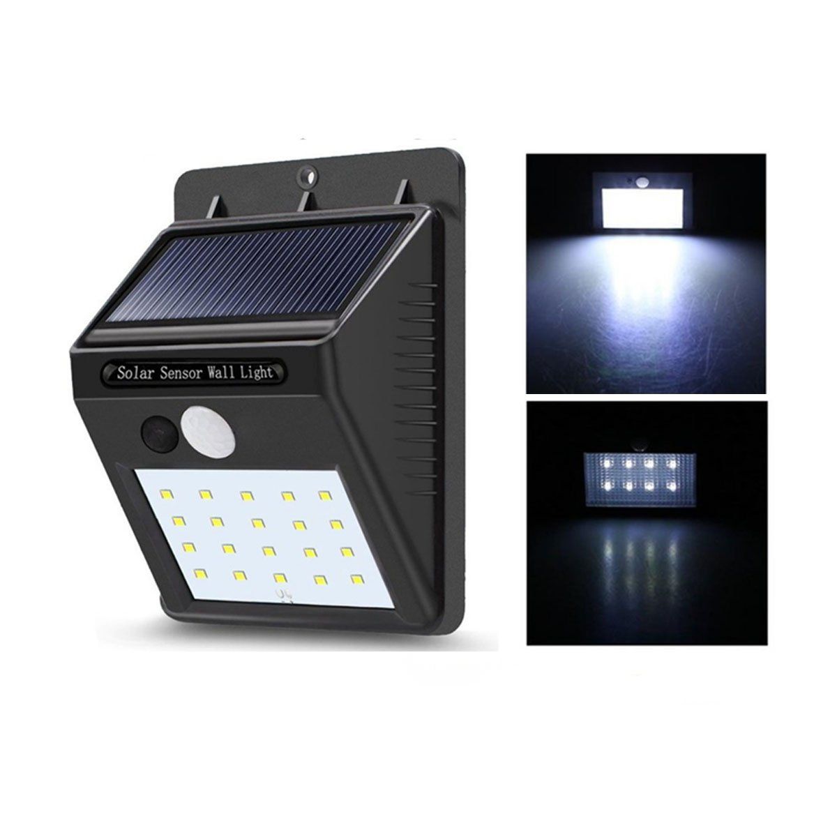 NEO DIGITAL - Reflector de Luz 20 Leds Panel Solar Sensor de Movimiento