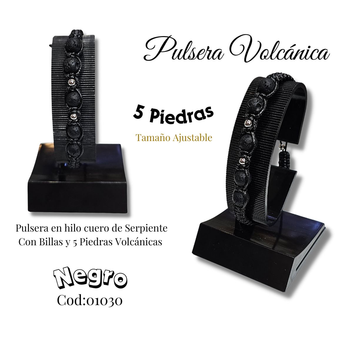 GENERICO - Pulsera de Piedras Volcanicas y Ojo de Tigre