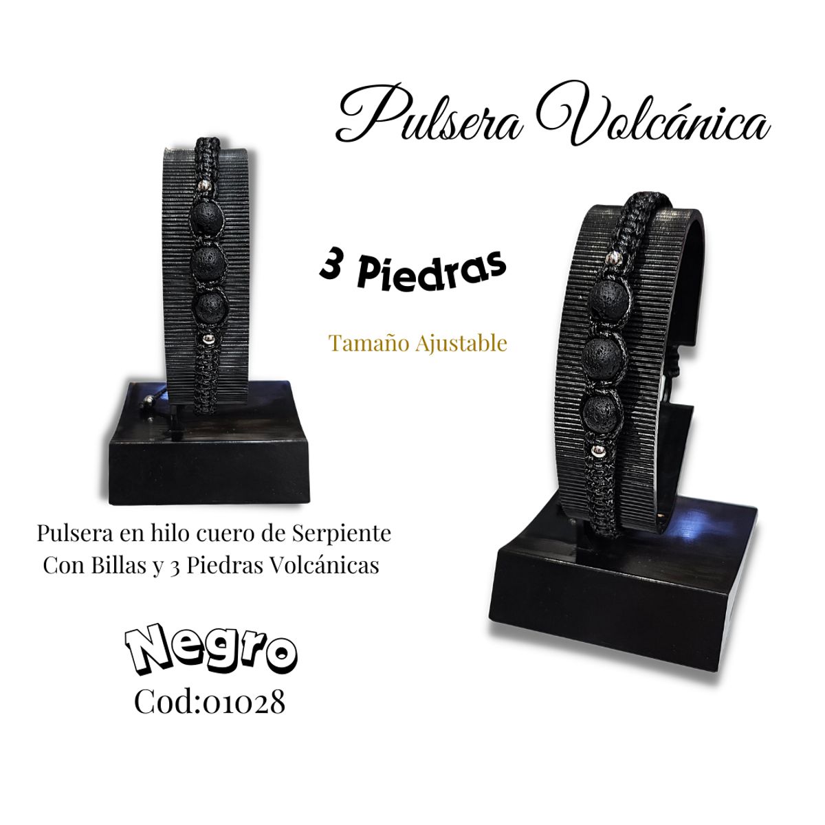 GENERICO - Pulsera de Piedras Volcanicas y Ojo de Tigre