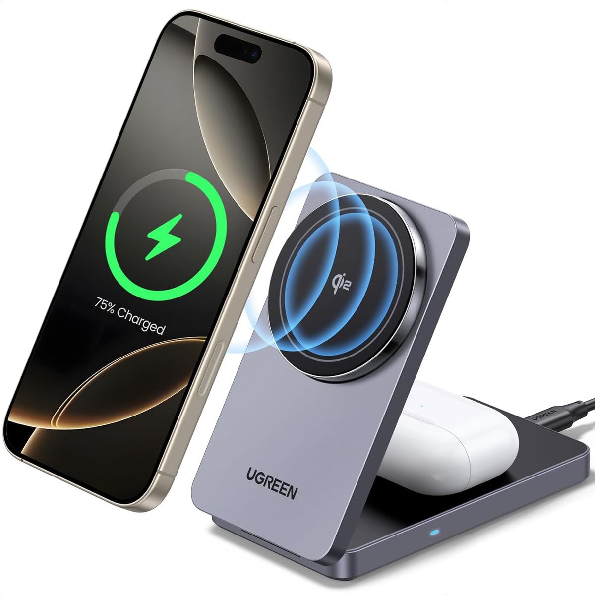 UGREEN - Ugreen Cargador Inalámbrico Magnético y Soporte Qi2 Magsafe W706 45023