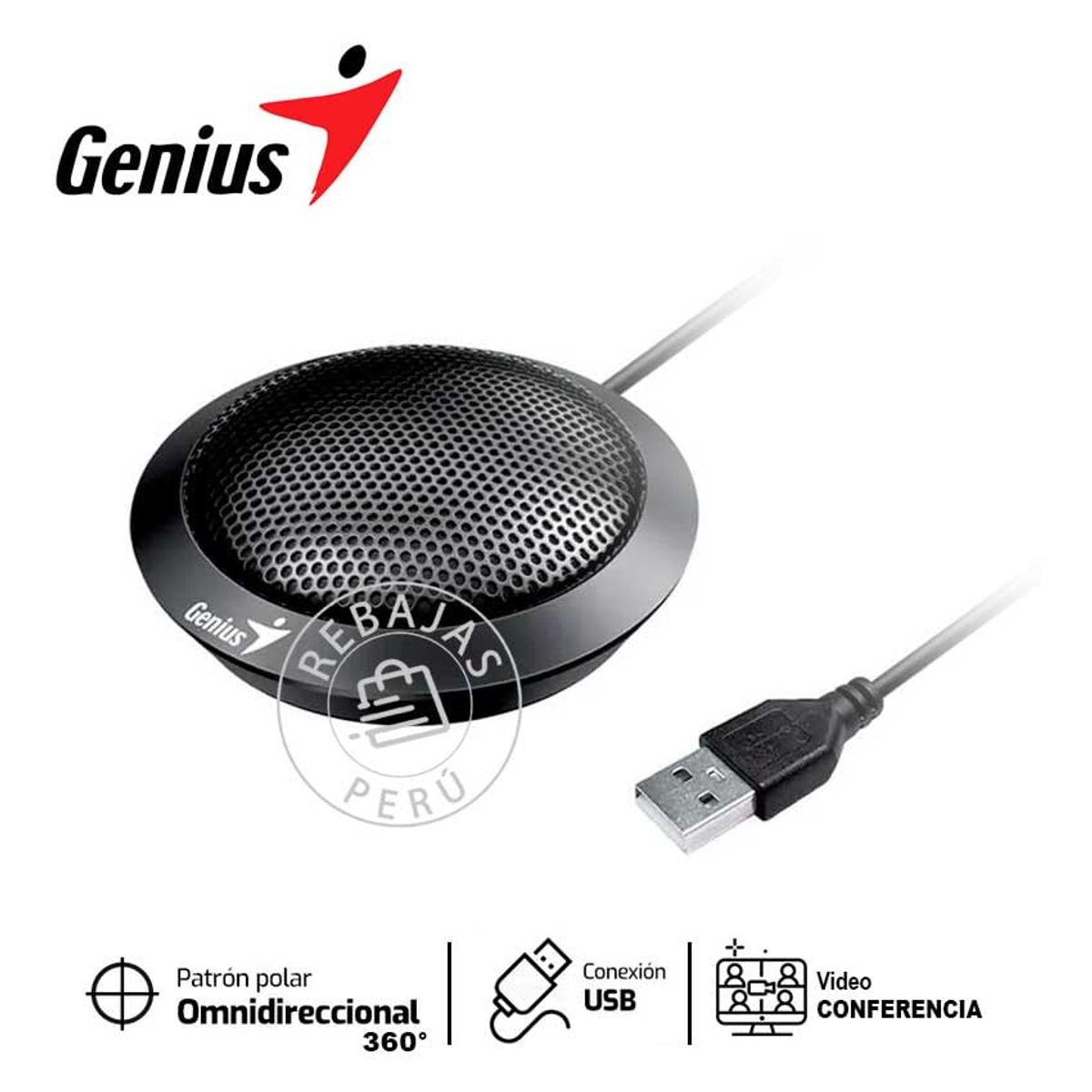 GENIUS - Micrófono Omnidireccional USB Genius MIC-100U para Video Conferencias