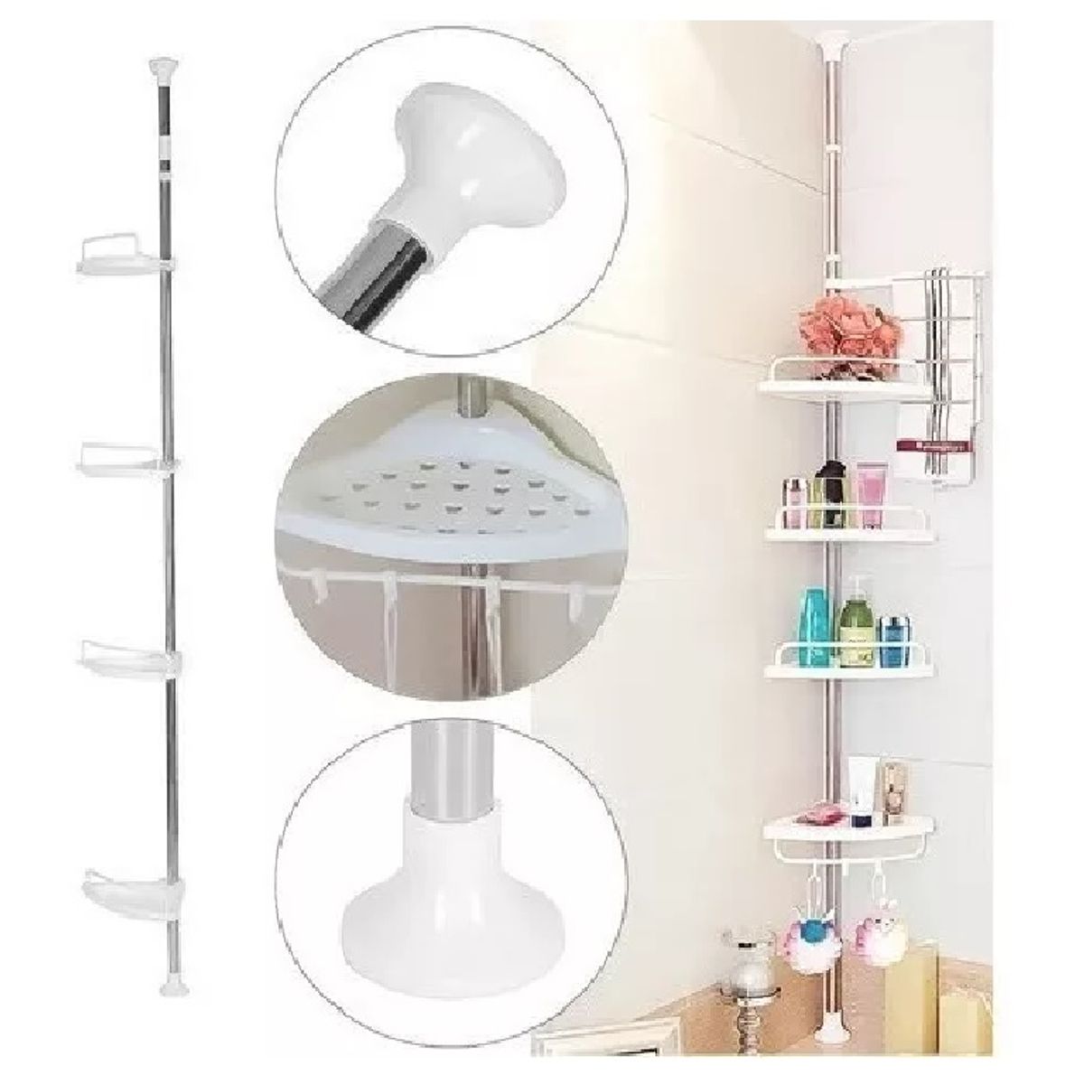 GENERICO - Estante Organizador Esquinero De Baño, Ducha de 4 Niveles