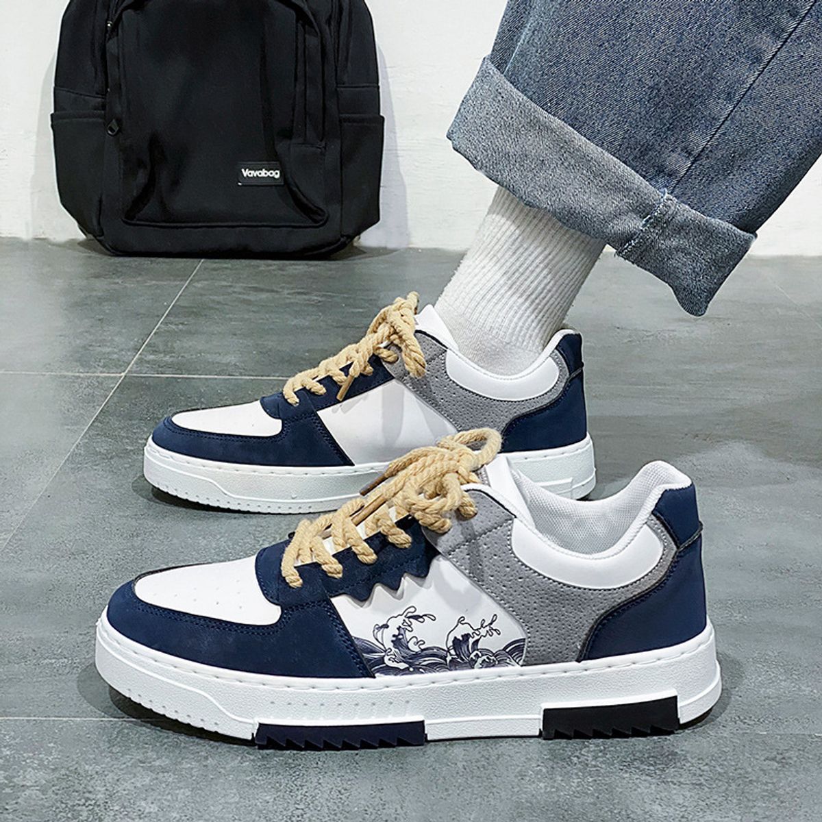 GENERICO - ZAPATILLA PARA HOMBRE NEW DENIMASR AZUL / GRIS  - F08