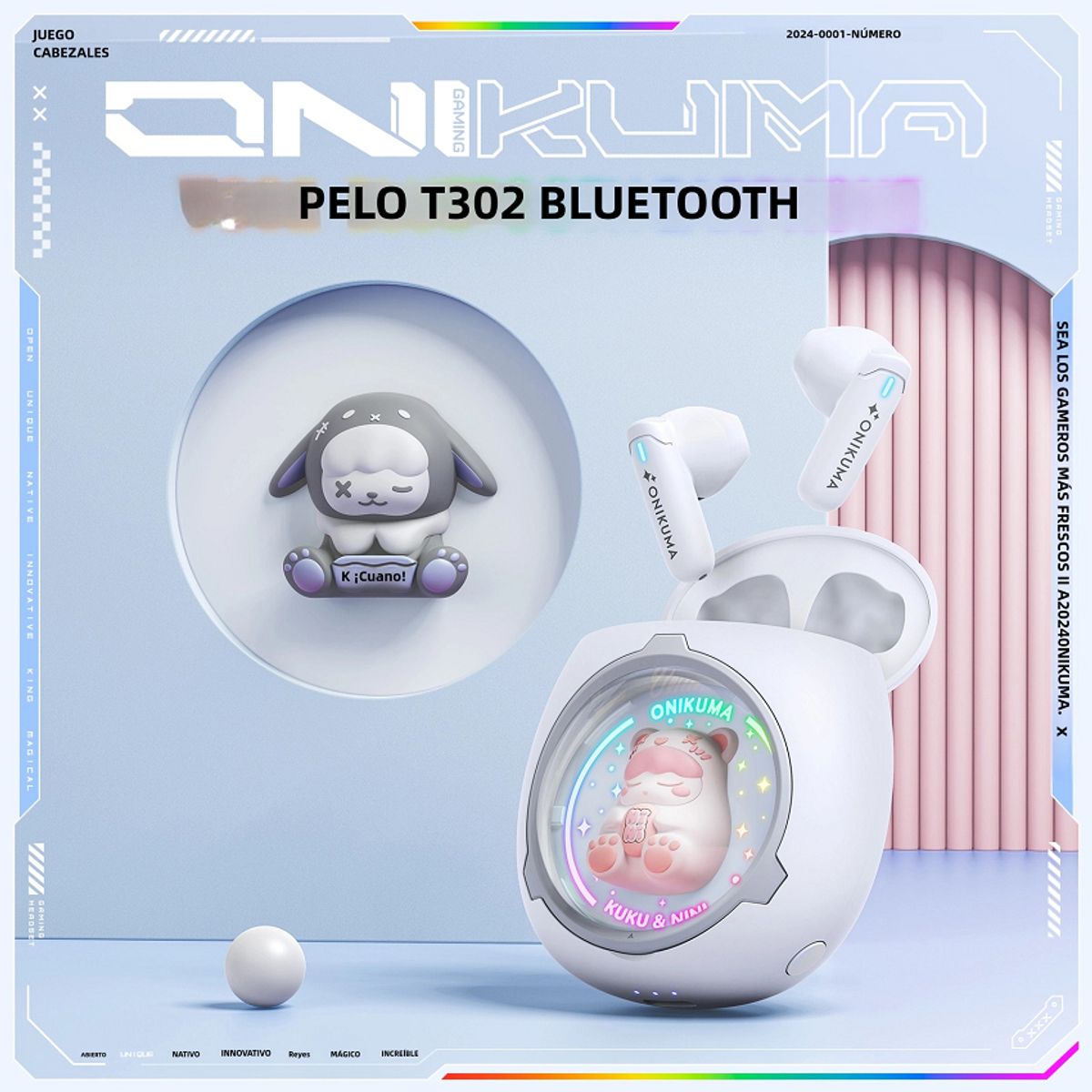 ONIKUMA - Audífonos Bluetooth Onikuma T302 Blanco