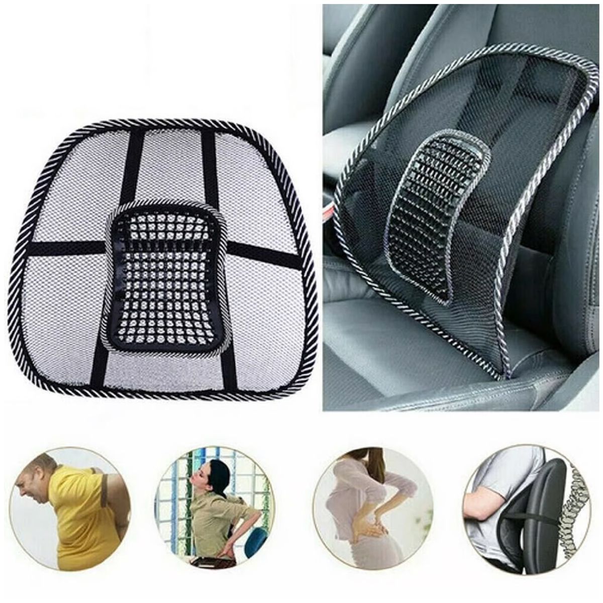 GENERICO - Respaldar Cojin Lumbar Bolas Antiestres Corrector de Postura