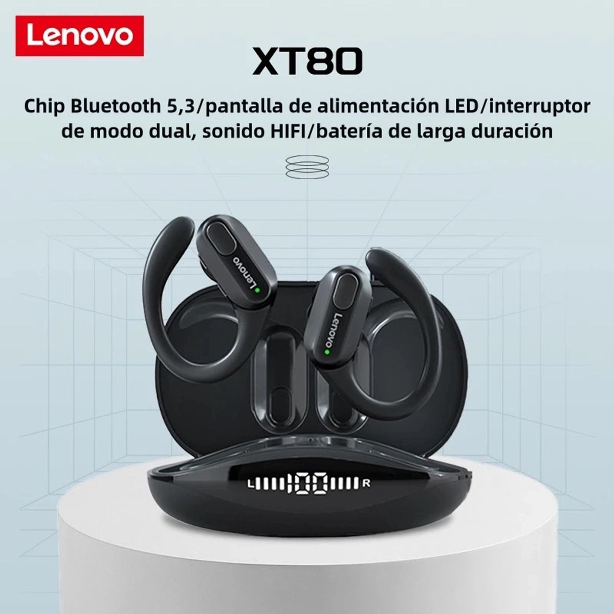 LENOVO - Pack 2 Audífonos Bluetooth XT80 Lenovo Negro
