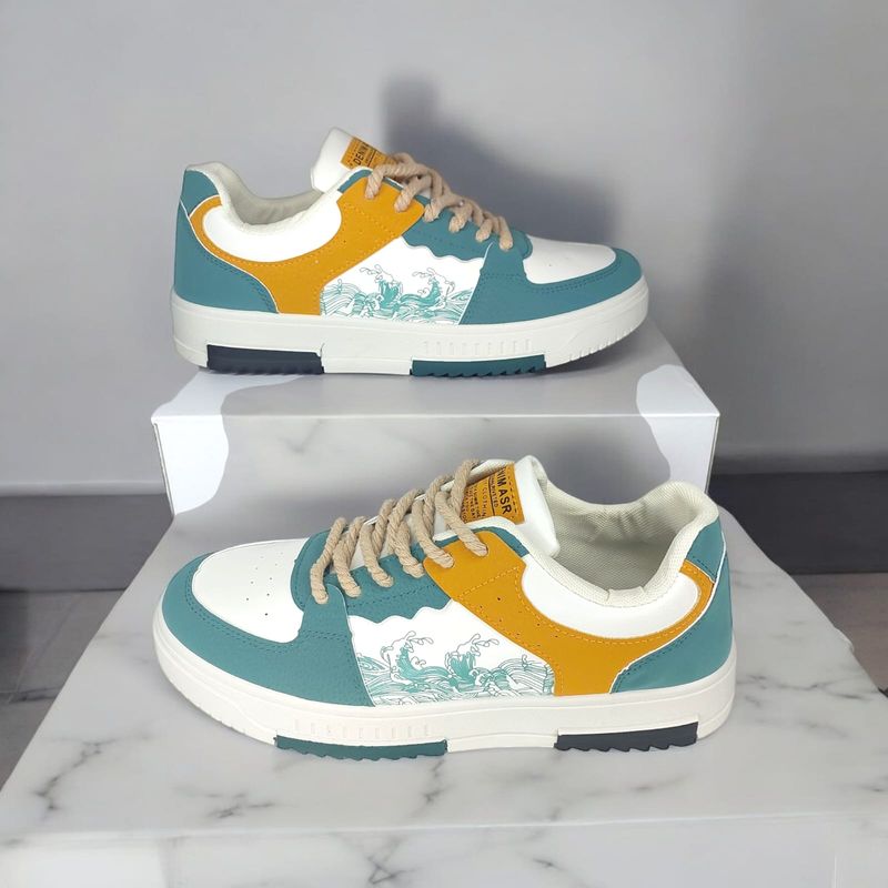 GENERICO - ZAPATILLA PARA HOMBRE NEW DENIMASR BEIGE / VERDE  - F08