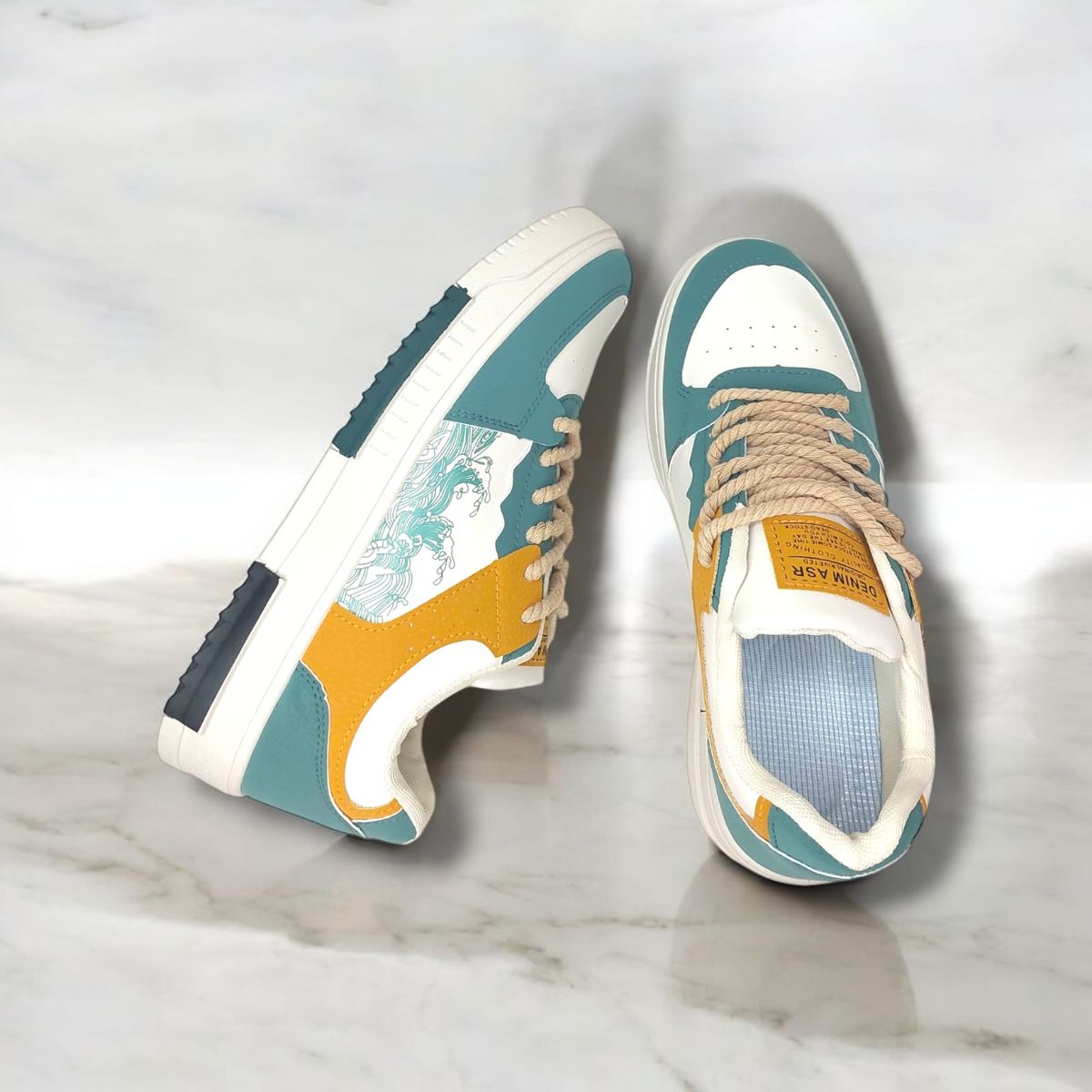 GENERICO - ZAPATILLA PARA HOMBRE NEW DENIMASR BEIGE / VERDE  - F08