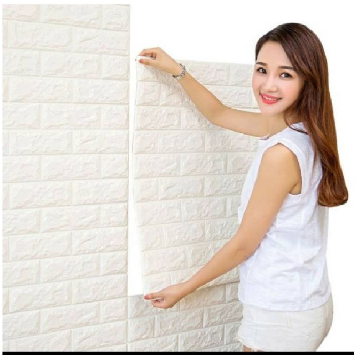 GENERICO - Pack x 10 Piezas Papel Tapiz Autoadhesivo Decoración 3D Blanco