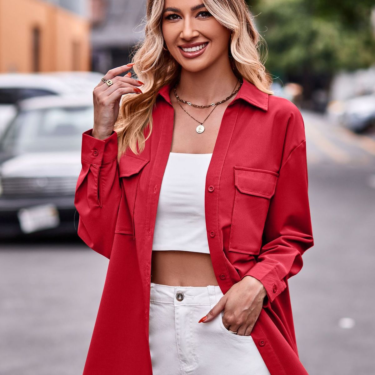 BLWOENS - Chaqueta para mujer - Rojo