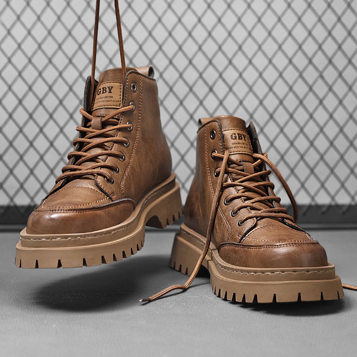 BLWOENS - Zapatos Botas de Martín para Hombre - Marrón