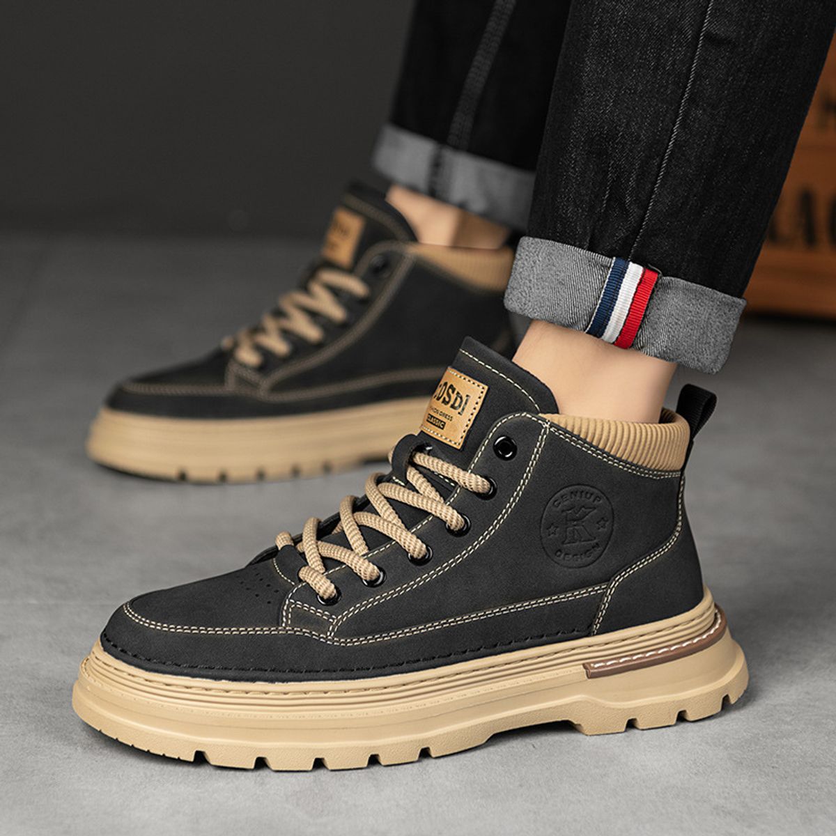 BLWOENS - Zapatos Botas de Martín para Hombre - Negro